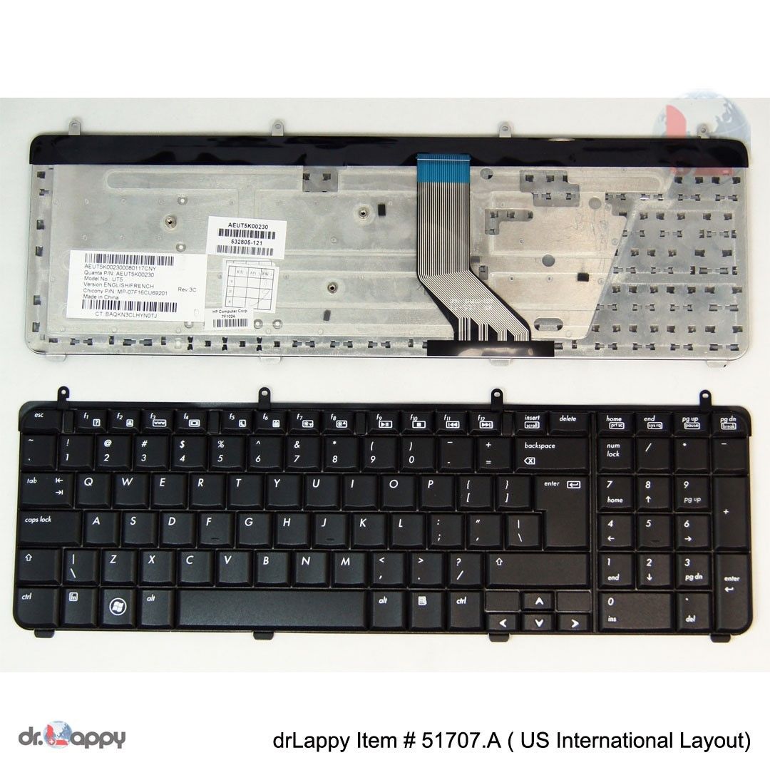 Genuine HP US Int'L Keyboard for Pavilion Dv7-2000 dv7t-2000 - zum Schließen ins Bild klicken